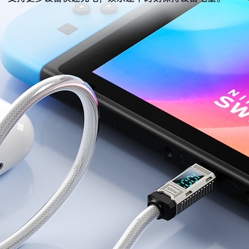 Toocki USB-C към USB-C кабел, 100W, цинков сплав, цифров дисплей