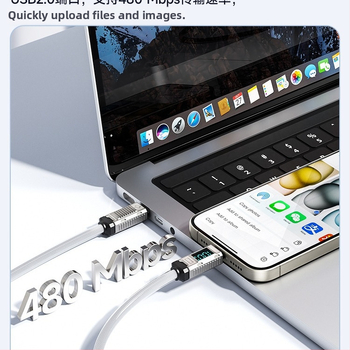 Toocki USB-C към USB-C кабел, 100W, цинков сплав, цифров дисплей