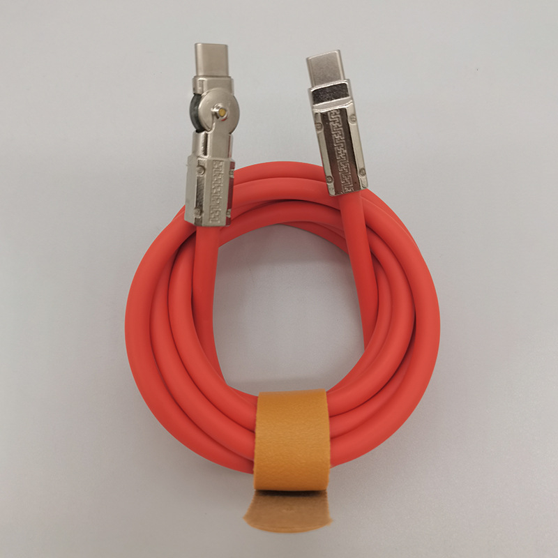 Kabel za podatke i napajanje s 180° okretom lakta, USB-C i Lightning, silikon, jedan izlaz, 80W max