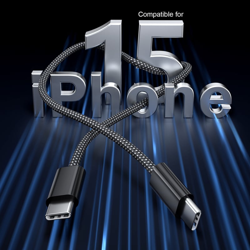 Macaron pleteni USB-C kabel za brzo punjenje, 60W, duljina 1–2 m, najlon prepleten