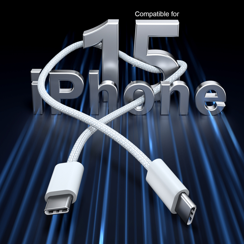 Macaron pleteni USB-C kabel za brzo punjenje, 60W, duljina 1–2 m, najlon prepleten