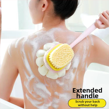Διπλής όψεως βούρτσα μπάνιου με μακριά λαβή για απολέπιση και μασάζ στην πλάτη, Υλικό: Πολυπροπυλένιο (PP)