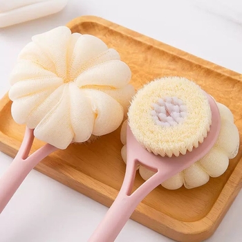 Διπλής όψεως βούρτσα μπάνιου με μακριά λαβή για απολέπιση και μασάζ στην πλάτη, Υλικό: Πολυπροπυλένιο (PP)