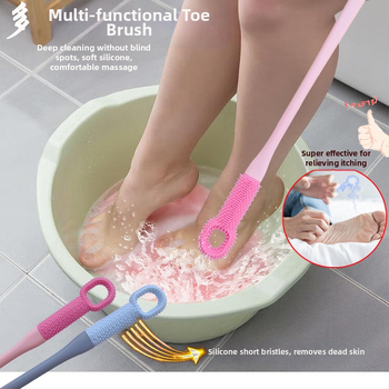 Βούρτσα πλυσίματος ποδιών με μακριά λαβή, μαλακές βούρτσες σιλικόνης για τον καθαρισμό ανάμεσα στα δάχτυλα και απολέπιση νεκρού δέρματος