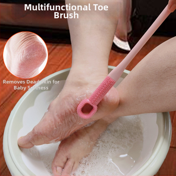 Βούρτσα πλυσίματος ποδιών με μακριά λαβή, μαλακές βούρτσες σιλικόνης για τον καθαρισμό ανάμεσα στα δάχτυλα και απολέπιση νεκρού δέρματος