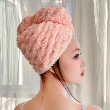Ženska kapa za sušenje kose od Coral fleece, dvostruka, visoka apsorpcija i brzo sušenje, težina 120–139 g, 150D pređa, Cut Pile završni sloj, mogućnost prilagodbe obrade