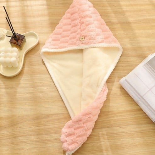 Ženska kapa za sušenje kose od Coral fleece, dvostruka, visoka apsorpcija i brzo sušenje, težina 120–139 g, 150D pređa, Cut Pile završni sloj, mogućnost prilagodbe obrade