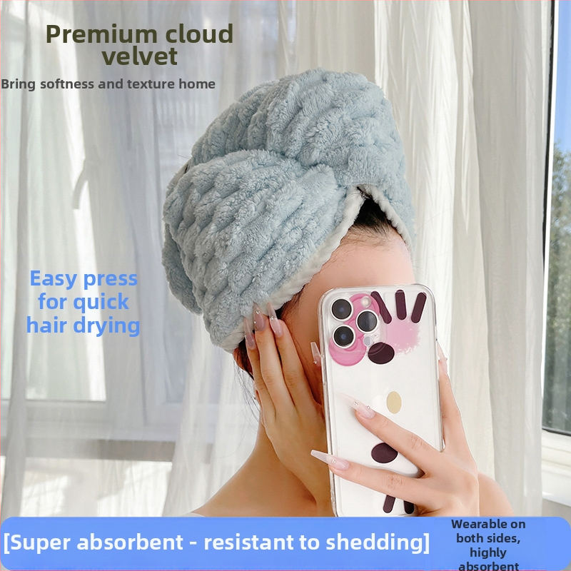 Шапка за сушене на коса за дами, корална плюш двойнослойна, висока попивност и бързо съхнене, тегло 120–139 g, 150D прежда, Cut Pile, обработка по поръчка