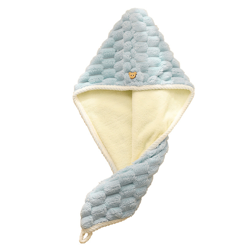 Moterų plaukų džiovintuvo kepurė iš Coral fleece, dviejų sluoksnių, aukštas sugeriamumas ir greitas džiovinimas, svoris 120–139 g, 150D siūlai, Cut Pile apdaila, galimybė pritaikyti apdorojimą