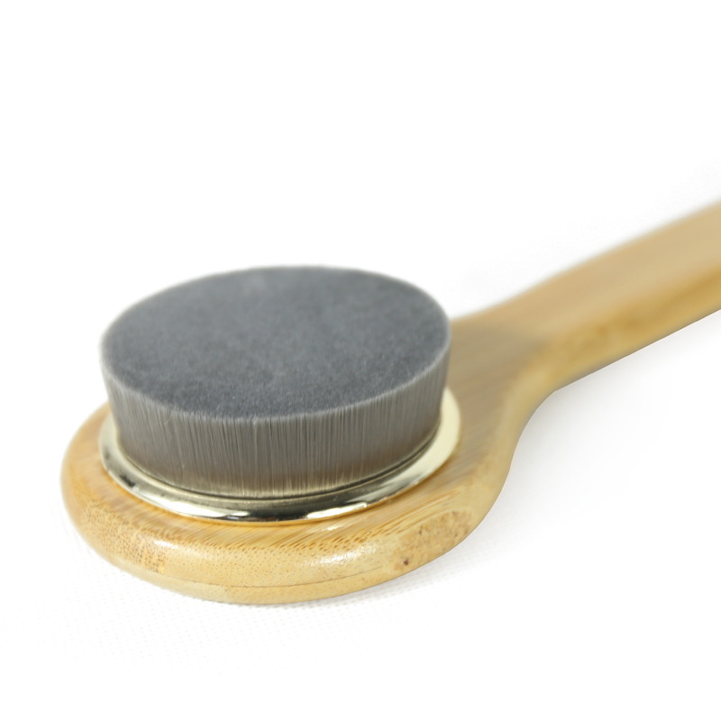 Hosszú nyelű bambusz fürdőecset nylon gyapjú sörtékkel, hátmosó ecset macska tappancs formájú puha sörtékkel, bambuszszénnel exfoláló