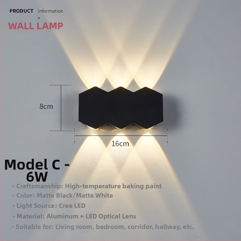 Išorinė LED dviejų galvų sieninė lempa, atspari vandeniui IP65, aliuminio korpusas, 220V, modelis 1083