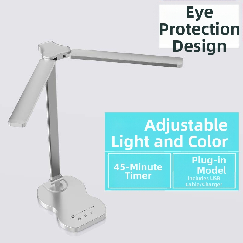 Διπλής κεφαλής λαμπτήρας γραφείου με USB τροφοδοσία, έλεγχο αφής, LED ανάγνωσης, CE πιστοποιημένο