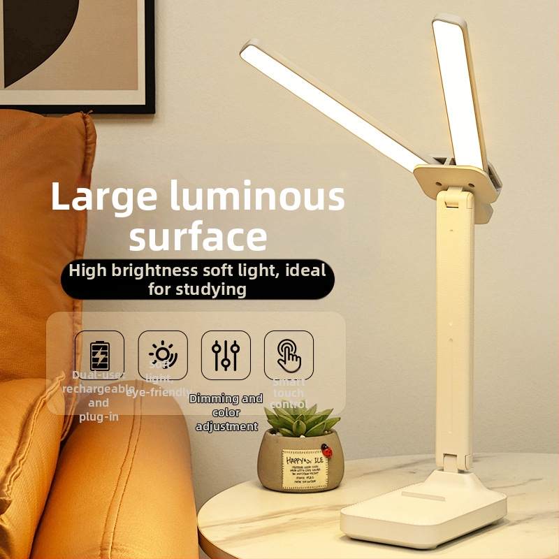 Настолна LED лампа с презареждаща се батерия, сгъваема за четене, защита на очите, сензорно управление, нощно осветление