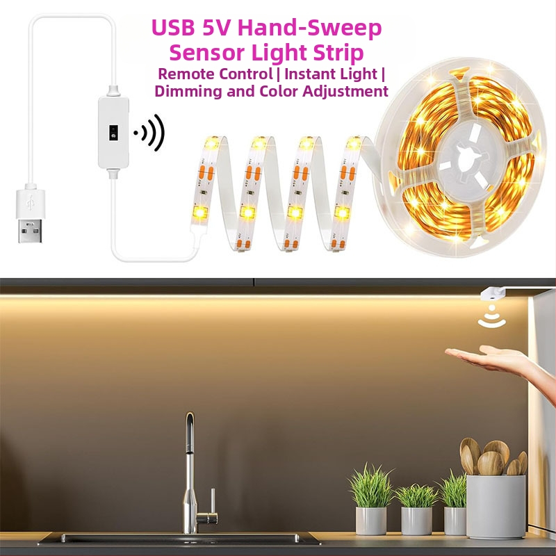 Monochrominė USB 5V LED juosta su 2835 LED, 60 LED, spindulio kampas 120°, vandeniui atspari