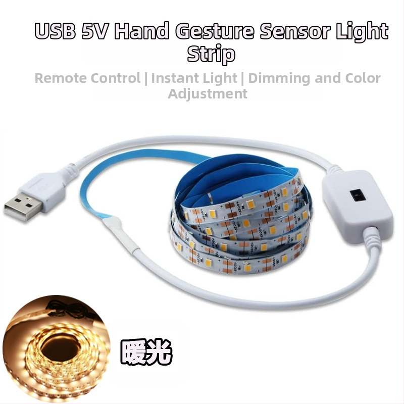 Monochrominė USB 5V LED juosta su 2835 LED, 60 LED, spindulio kampas 120°, vandeniui atspari