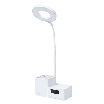 LED настолна лампа за общежитие с гласово управление, USB зареждане, сгъваема конструкция с чекмедже за съхранение, вградена батерия, CRI ≥95