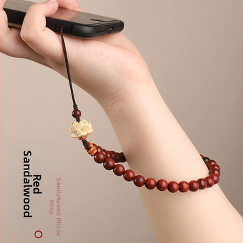 Дървена мобилна висулка за мобилен телефон, мотив лотос, полирана повърхност, унисекс, декоративен аксесоар