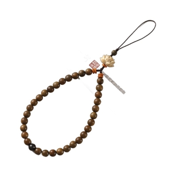 Дървена мобилна висулка за мобилен телефон, мотив лотос, полирана повърхност, унисекс, декоративен аксесоар