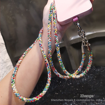 Телефонна презрамка-ланярд за кръст Chanel стил с кристали, ръчна изработка, здрав и издръжлив, марка Zhenge, материал: друг, катарама: метал