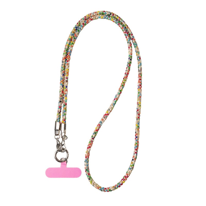 Lanyard pentru telefon cu curea crossbody, stil Chanel cu cristale, făcut manual, durabil, marca Zhenge, material: alt, cataramă: metal