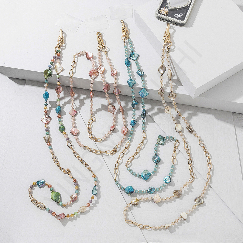 Телефонен ланярд със стъкло + CCB + сплав – ръчна изработка, марка Yinu, висок клас модел