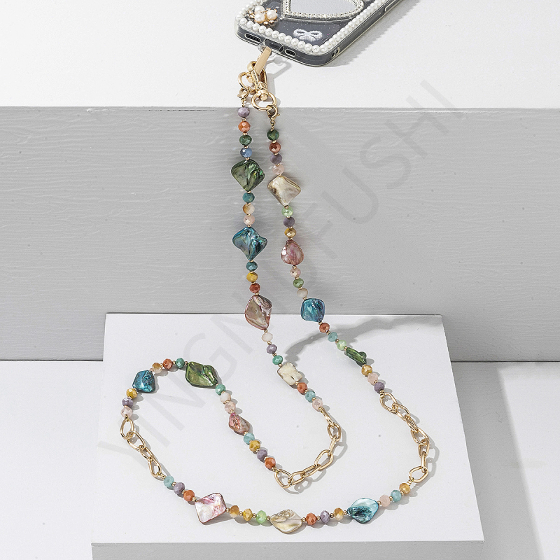 Телефонен ланярд със стъкло + CCB + сплав – ръчна изработка, марка Yinu, висок клас модел