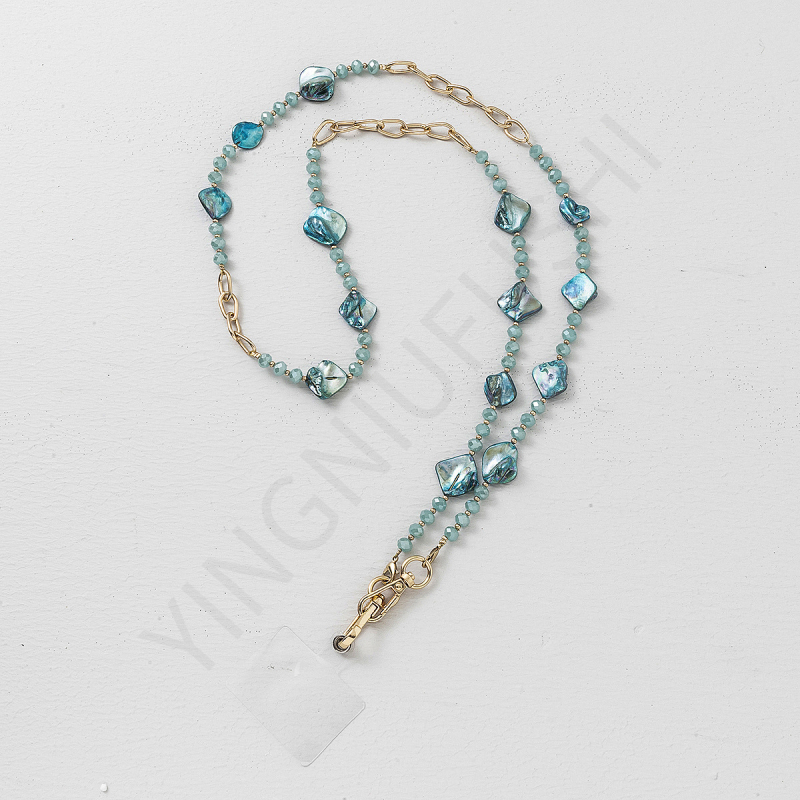 Телефонен ланярд със стъкло + CCB + сплав – ръчна изработка, марка Yinu, висок клас модел