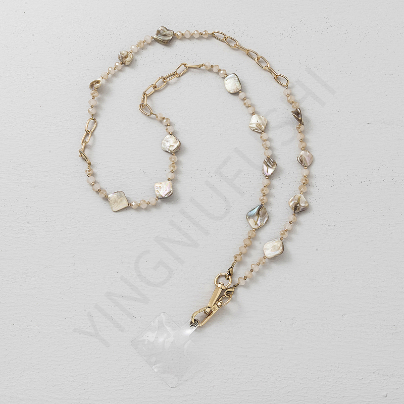 Телефонен ланярд със стъкло + CCB + сплав – ръчна изработка, марка Yinu, висок клас модел