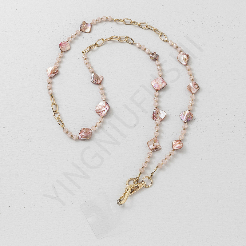 Телефонен ланярд със стъкло + CCB + сплав – ръчна изработка, марка Yinu, висок клас модел