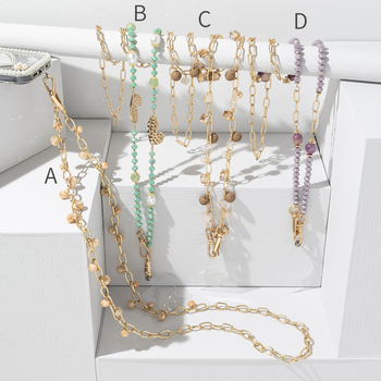 Ръчно изработена верижка за очила от стъкло и сплав, антизагубваща лента за слънчеви очила, деликатна висококачествена верига за врата (лято 2024)