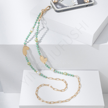 Ръчно изработена верижка за очила от стъкло и сплав, антизагубваща лента за слънчеви очила, деликатна висококачествена верига за врата (лято 2024)