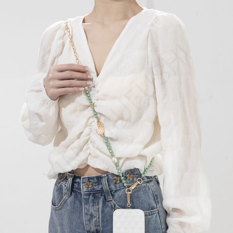 Ръчно изработена верижка за очила от стъкло и сплав, антизагубваща лента за слънчеви очила, деликатна висококачествена верига за врата (лято 2024)