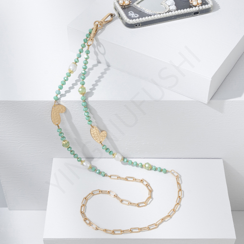 Ръчно изработена верижка за очила от стъкло и сплав, антизагубваща лента за слънчеви очила, деликатна висококачествена верига за врата (лято 2024)