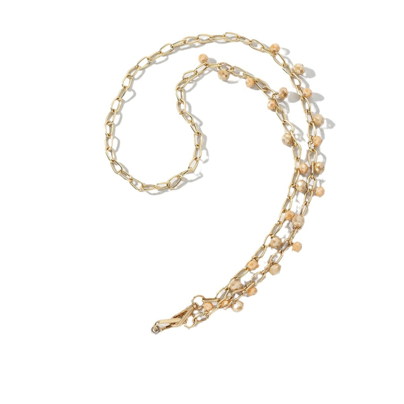 Ръчно изработена верижка за очила от стъкло и сплав, антизагубваща лента за слънчеви очила, деликатна висококачествена верига за врата (лято 2024)