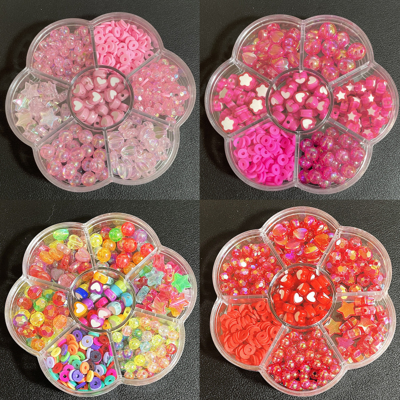 Σετ ακρυλικών χαντρών: στρογυλές και χάντρες σε σχήμα αστεριού, φινίρισμα βαφής ψήσιμου, ποικιλία σχημάτων