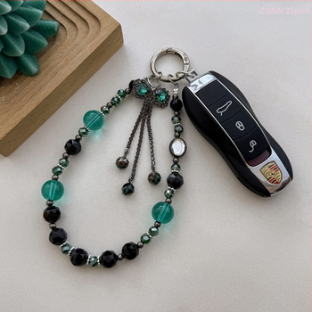 Винтидж кристални мънисти, ръчна изработка, пискюл с панделкова форма за телефон, висулка за чанта, зима 2024