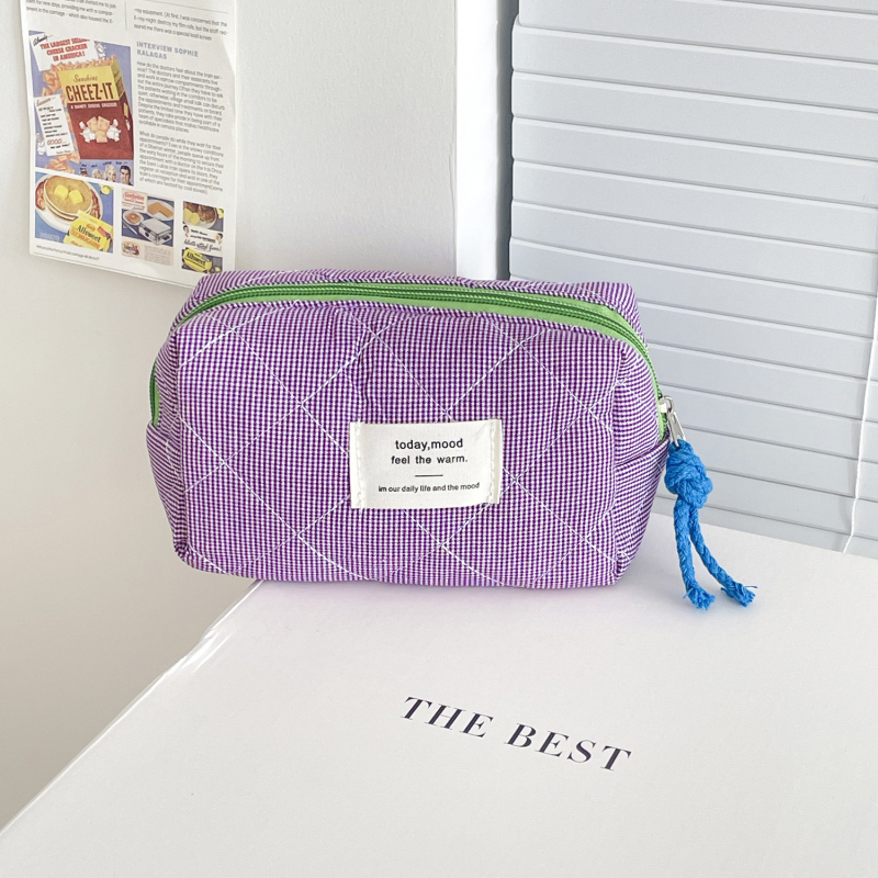 Nyolcszögletű ceruzatartó kockás mintával, pamutból, poliészter bélés