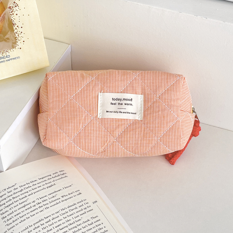 Nyolcszögletű ceruzatartó kockás mintával, pamutból, poliészter bélés