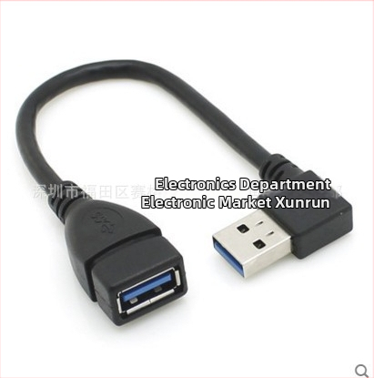 Xinrun USB удължителен кабел, мъжки към женски, 90° ляв ъгъл, USB 3.0, медни проводници