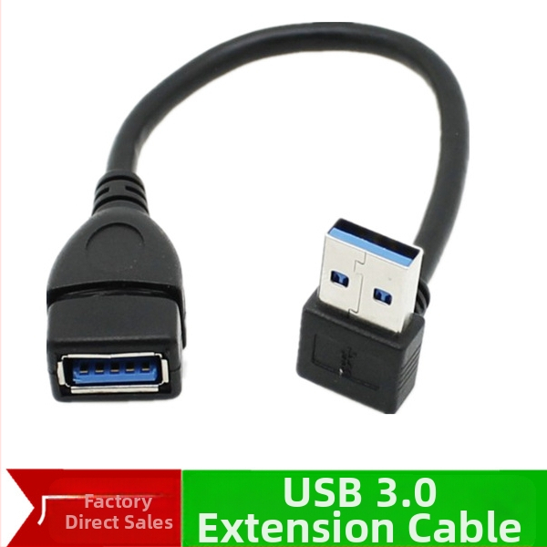 Καλώδιο επέκτασης USB, αρσενικό προς θηλυκό, γωνία 90° αριστερή, USB 3.0, κατασκευή από χαλκό
