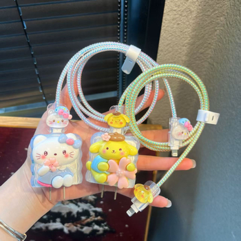 Θήκη προστασίας TPU για φορτιστή Apple 20W και καλώδιο δεδομένων, μοντέλο 3d01, μινιμαλιστικό σχέδιο