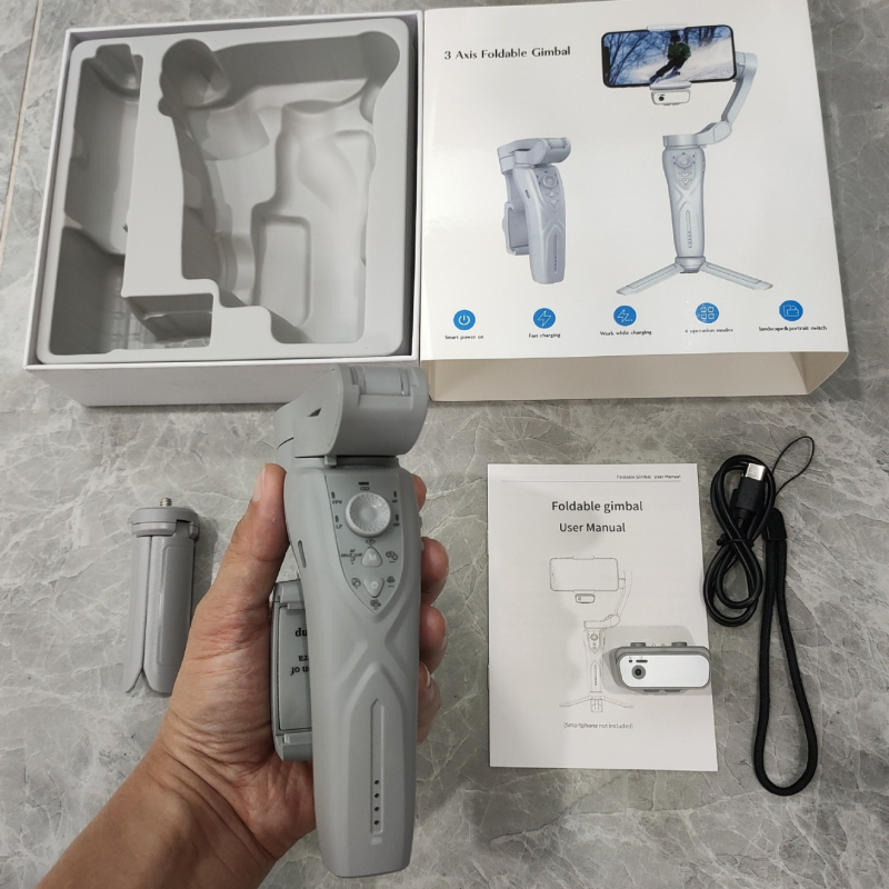 Σταθεροποιητής κινητού με AI παρακολούθηση προσώπου, τριών αξόνων φορητός γιμπάλ, με δυνατότητα Bluetooth