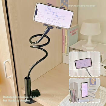 Телефонен държач за ръба на масата, регулируем, универсален, пластмасов