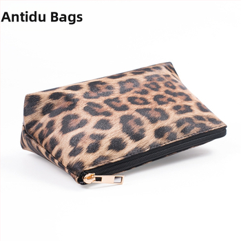 Комплект от три козметични чанти с леопардов принт, PU кожа, водоустойчиви, преносими за пътуване