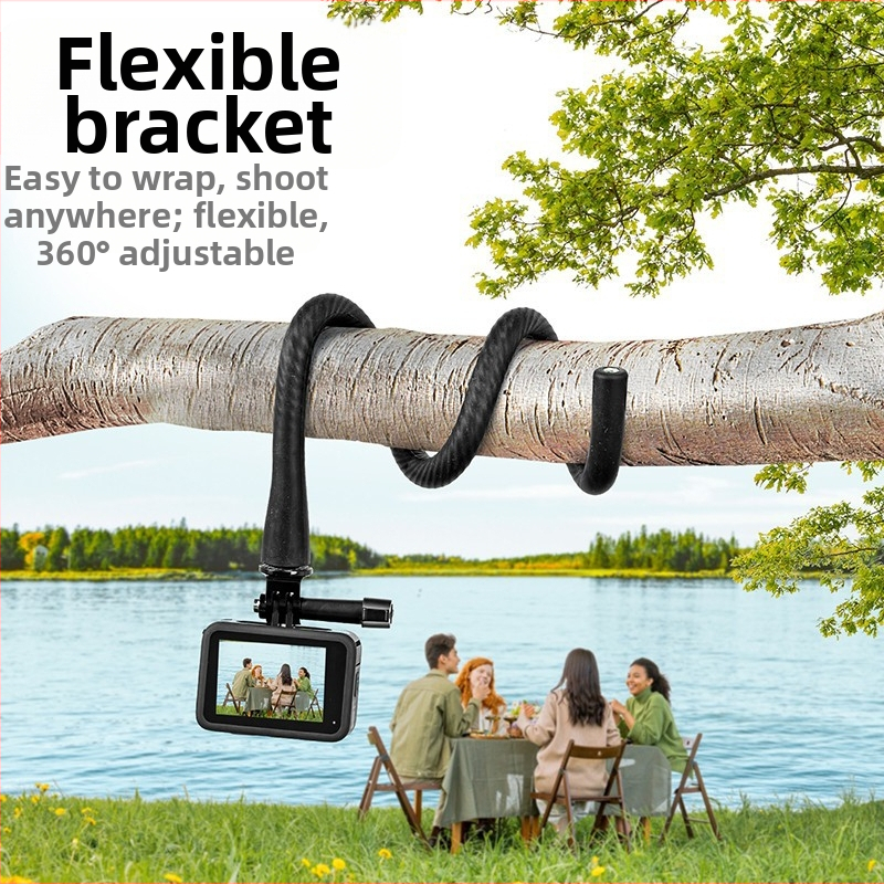 Lankus laikiklis su laisvo formavimo galimybe, suderinamas su GoPro HERO11/12, Insta360 X3/X2 ir išmaniesiems telefonams