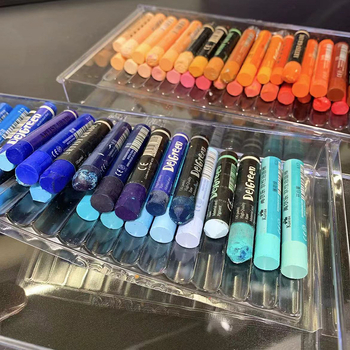 Three Ant Θήκη Αποθήκευσης Μαλαίων Παστέλ – Διαφανής Οργανωτής Γραφείου Με Συρτάρι, Πλαστικό, Χωρητικότητα 1 L, Με Καπάκι, Στοιβαζόμενος, Για Γραφική Ύλη και Καλλυντικά