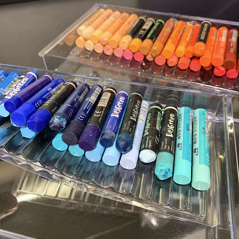 Three Ant Kutija za pohranu uljnih pastelnih – Prozirni stolni organizator s ladicom, od plastike, kapacitet 1 L, s poklopcem, za školske potrepštine i kozmetiku