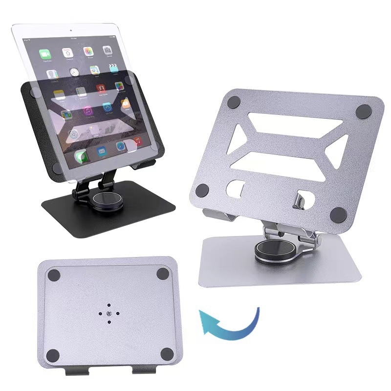 Planšetinio kompiuterio laikiklis su 360° sukiojimu ir sulankstomu staliniu dizainu, aliuminio lydinio laikiklis, suderinamas su iPad ir iPhone.