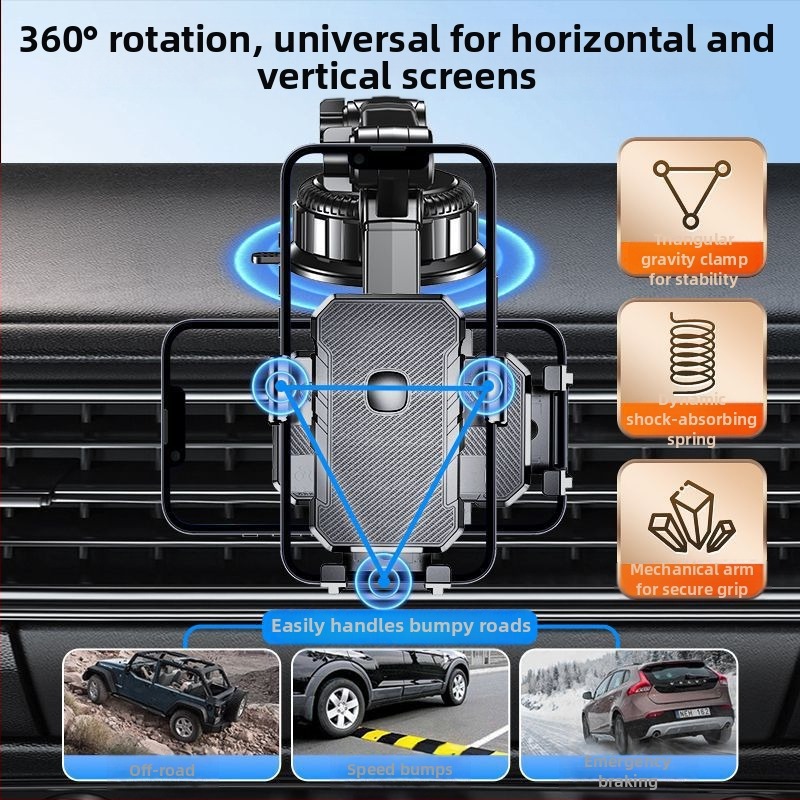 Βάση κινητού αυτοκινήτου με ασύρματη φόρτιση 7,5W, συγκολλητή βεντούζα για ταμπλό, αντικραδασμικό πλαίσιο