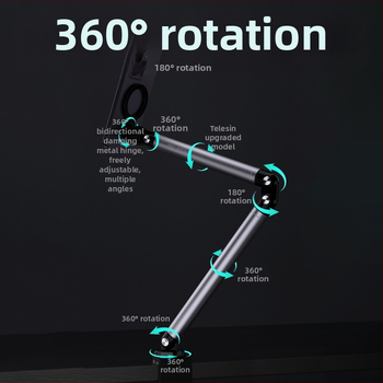 TELESIN Подова стойка за телефон за лайв стрийминг с MagSafe магнитна скоба — алуминиева сплав, универсален дизайн